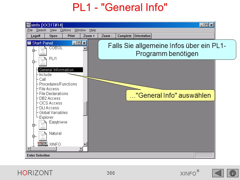 PL1 - General Info Falls Sie allgemeine Infos über ein PL1- Programm benötigen.