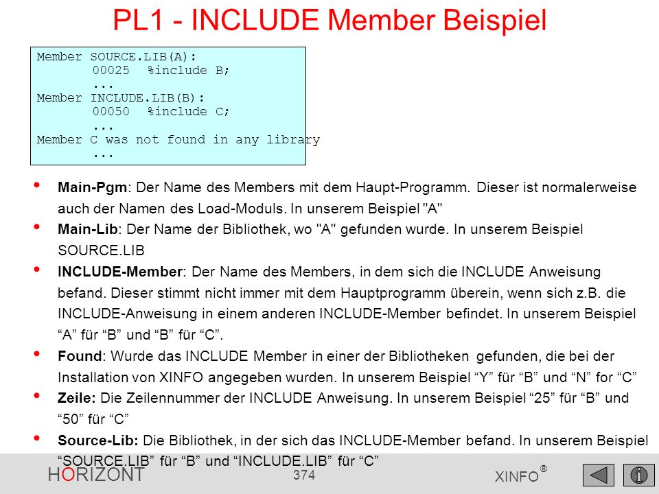 PL1 - INCLUDE Member Beispiel