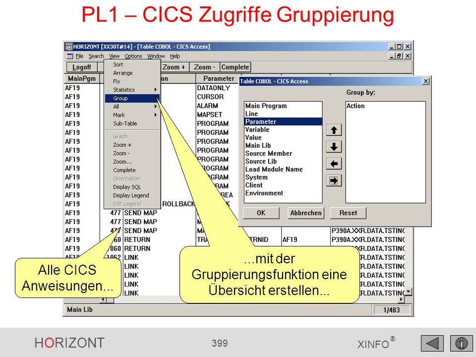 PL1 – CICS Zugriffe Gruppierung