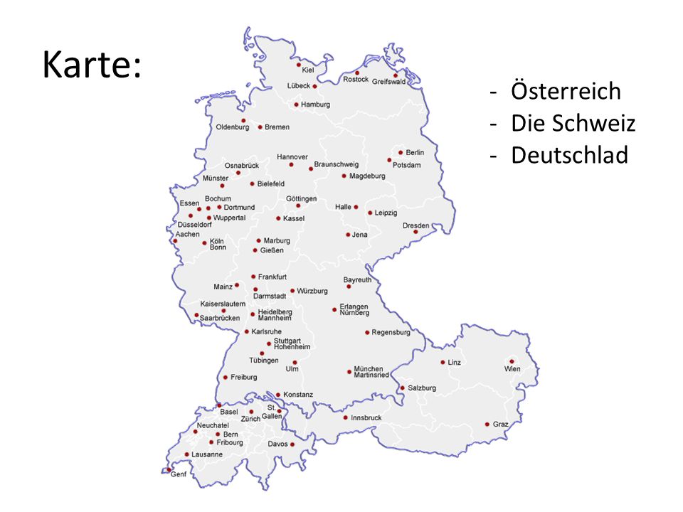 Karte: Österreich Die Schweiz Deutschlad