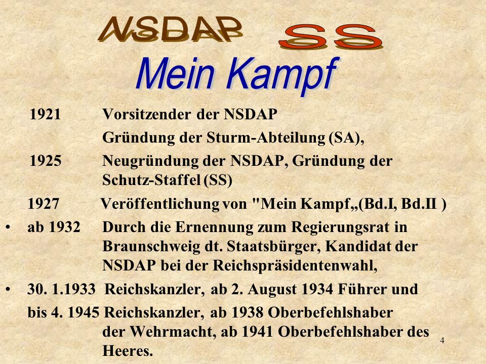 NSDAP SS Mein Kampf 1921 Vorsitzender der NSDAP