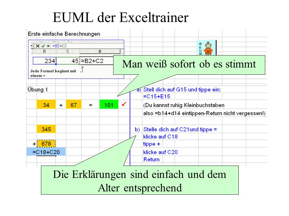 EUML der Exceltrainer Man weiß sofort ob es stimmt