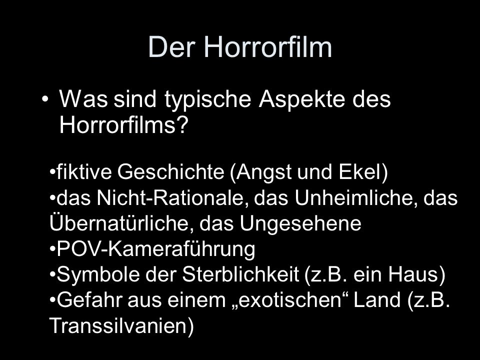 Der Horrorfilm Was sind typische Aspekte des Horrorfilms