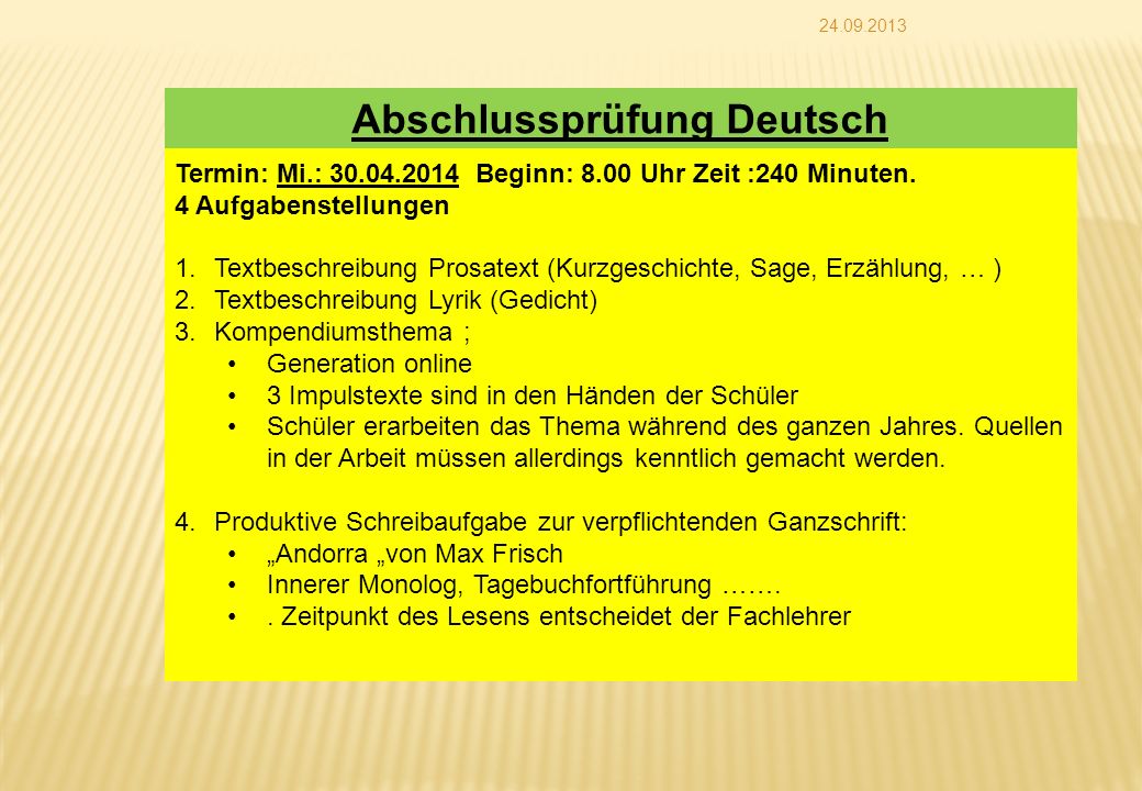 Abschlussprüfung Deutsch
