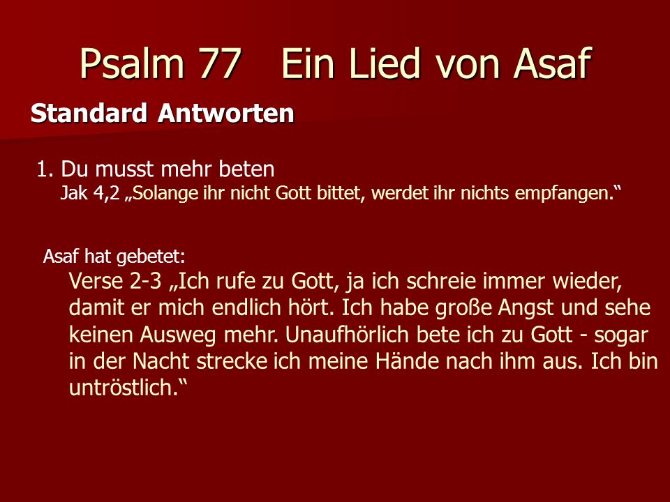 Psalm 77 Ein Lied von Asaf Standard Antworten
