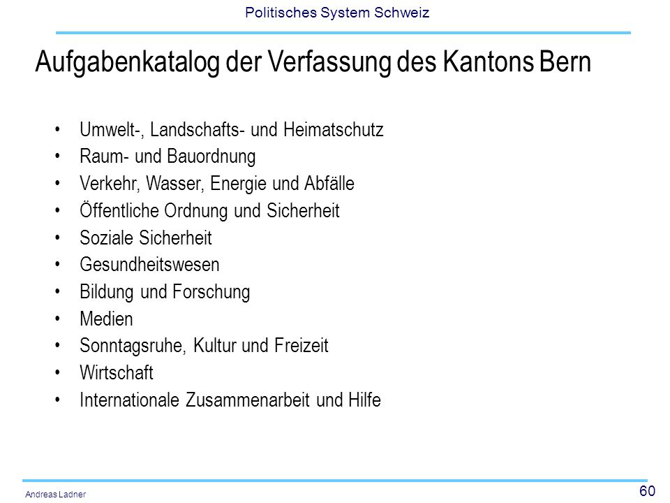 Aufgabenkatalog der Verfassung des Kantons Bern