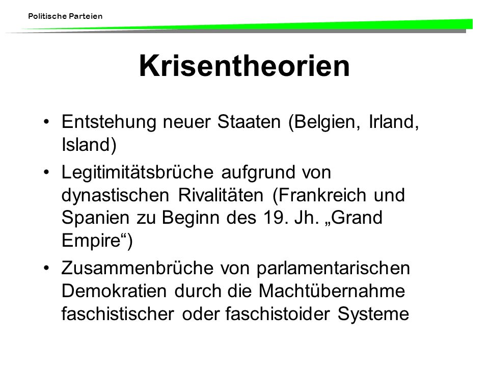 Krisentheorien Entstehung neuer Staaten (Belgien, Irland, Island)
