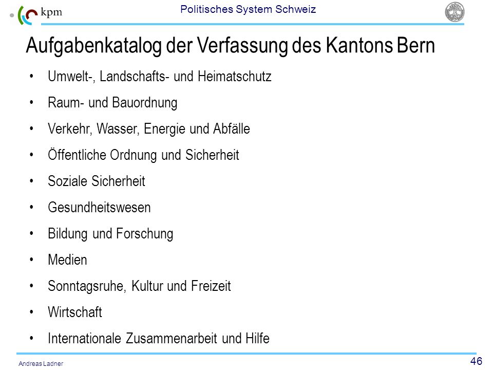 Aufgabenkatalog der Verfassung des Kantons Bern