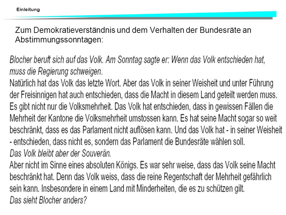 Zum Demokratieverständnis und dem Verhalten der Bundesräte an Abstimmungssonntagen: