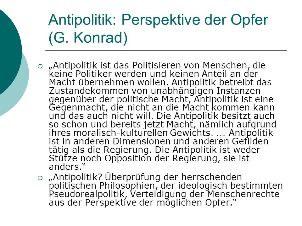 Antipolitik: Perspektive der Opfer (G. Konrad)