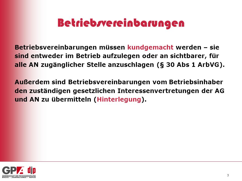 Betriebsvereinbarungen