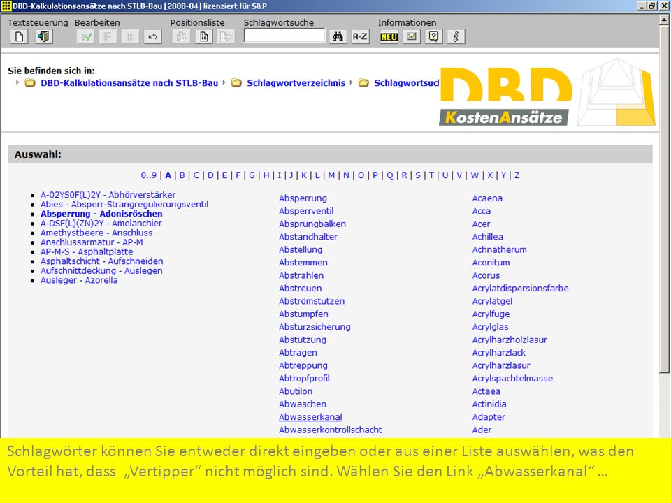 Schlagwörter können Sie entweder direkt eingeben oder aus einer Liste auswählen, was den Vorteil hat, dass „Vertipper nicht möglich sind.