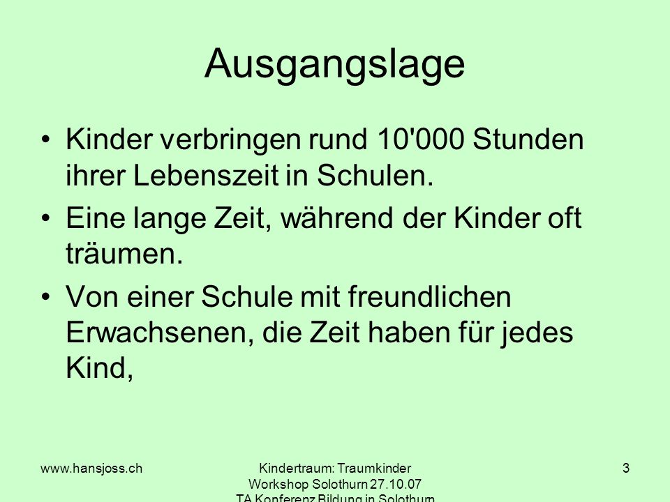 Workshop H. Joss TA Konferenz Bildung in Solothurn,