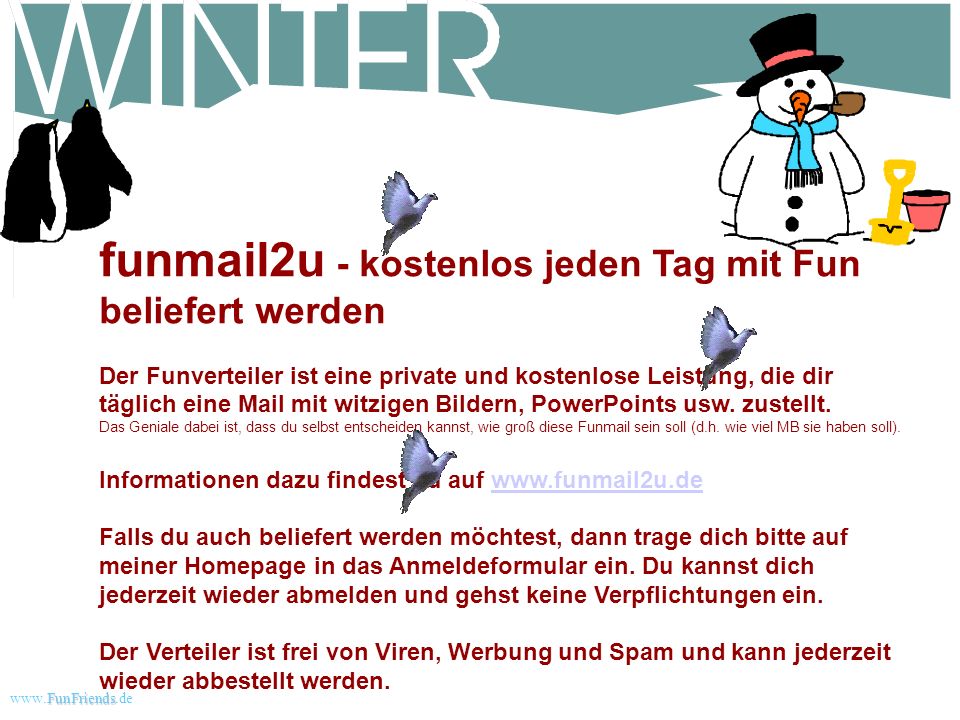 funmail2u - kostenlos jeden Tag mit Fun beliefert werden