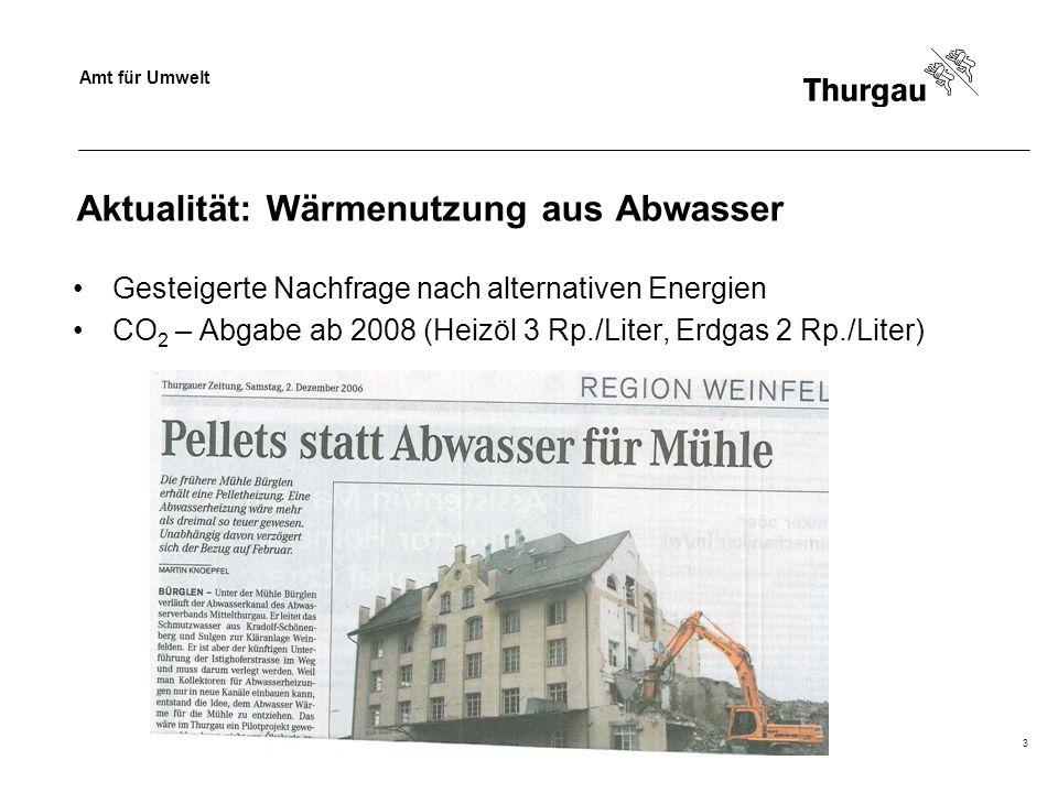 Aktualität: Wärmenutzung aus Abwasser