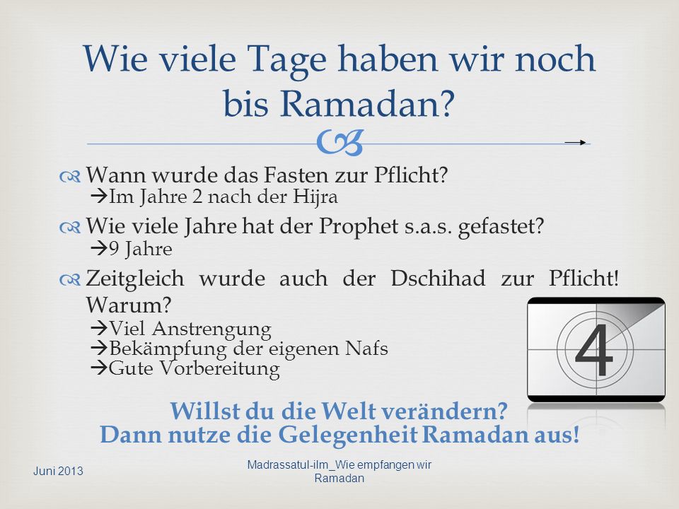 Wie viele Tage haben wir noch bis Ramadan