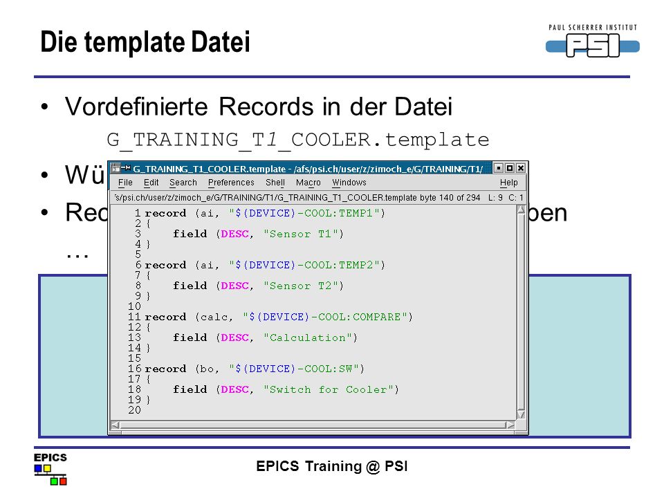 Die template Datei bereits vorhandenes Temperatur-Record kopieren!