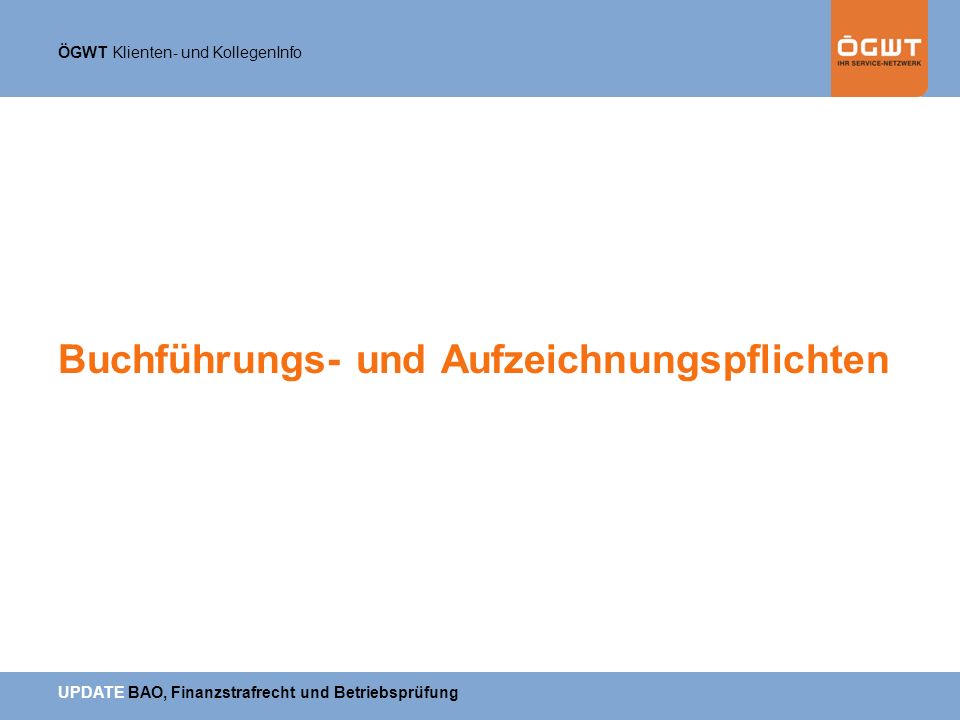 Buchführungs- und Aufzeichnungspflichten