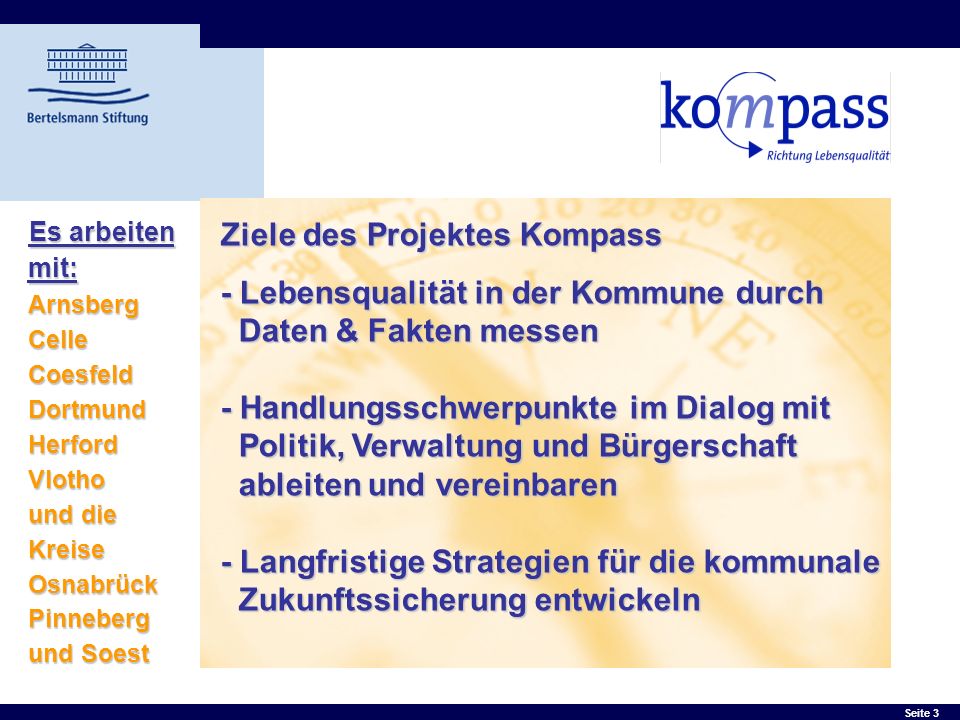 Ziele des Projektes Kompass