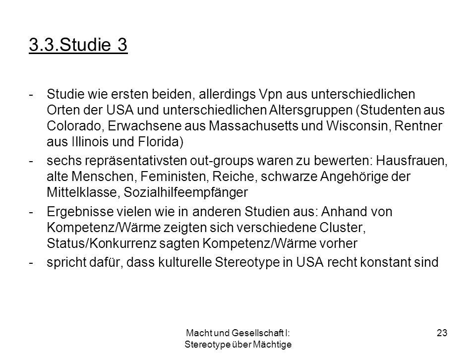 Macht und Gesellschaft I: Stereotype über Mächtige