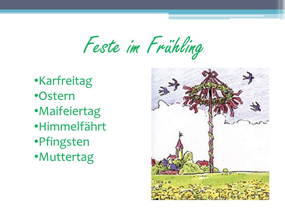 Feste im Frühling Karfreitag Ostern Maifeiertag Himmelfährt Pfingsten