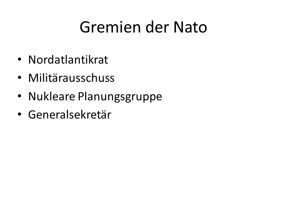 Gremien der Nato Nordatlantikrat Militärausschuss