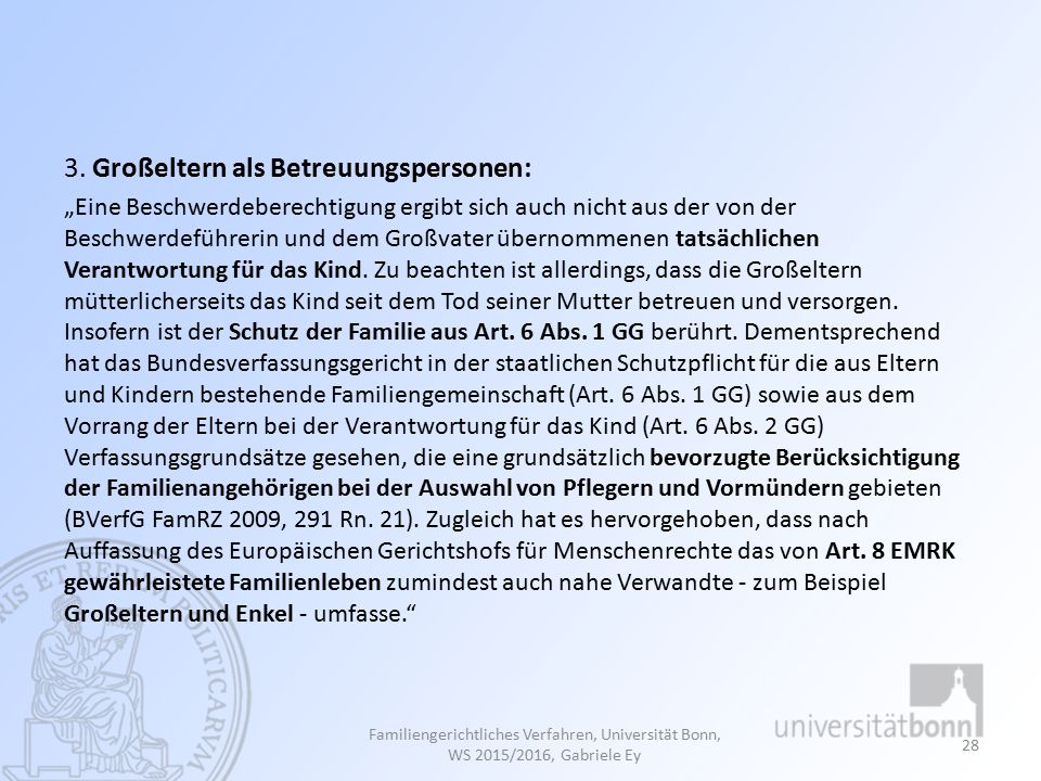 3. Großeltern als Betreuungspersonen: