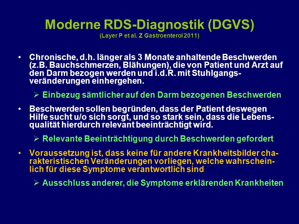 Moderne RDS-Diagnostik (DGVS) (Layer P et al. Z Gastroenterol 2011)