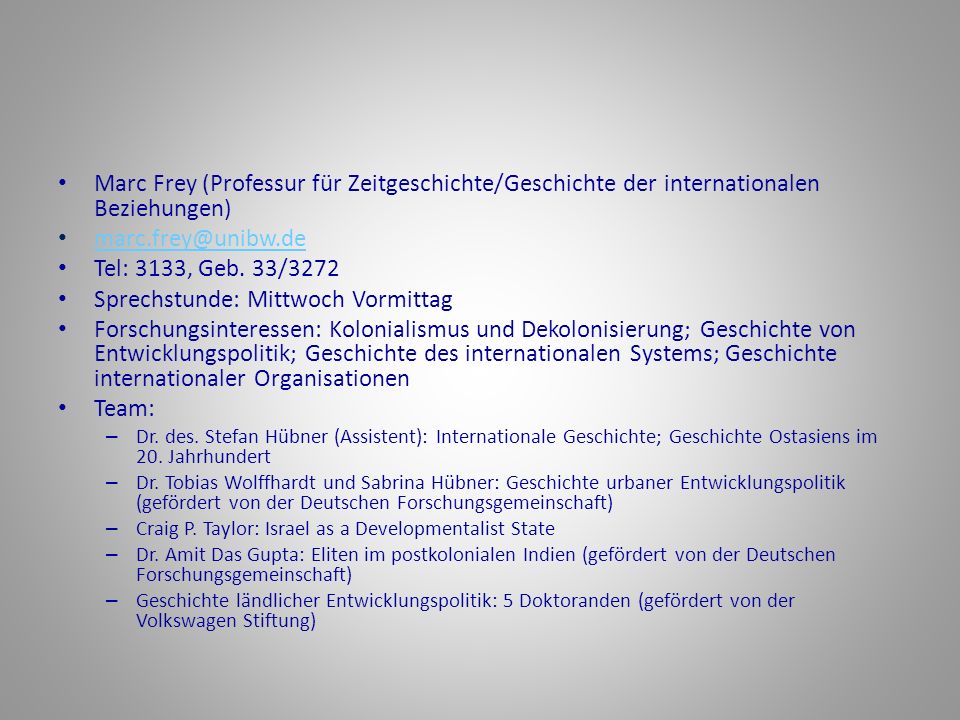 Sprechstunde: Mittwoch Vormittag