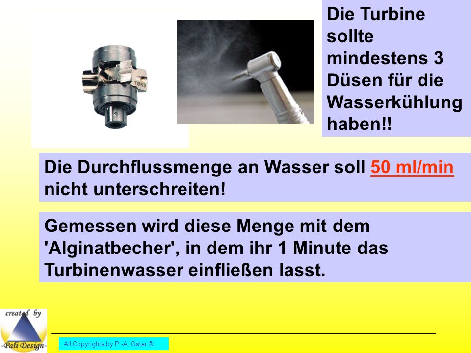Die Turbine sollte mindestens 3 Düsen für die Wasserkühlung haben!!
