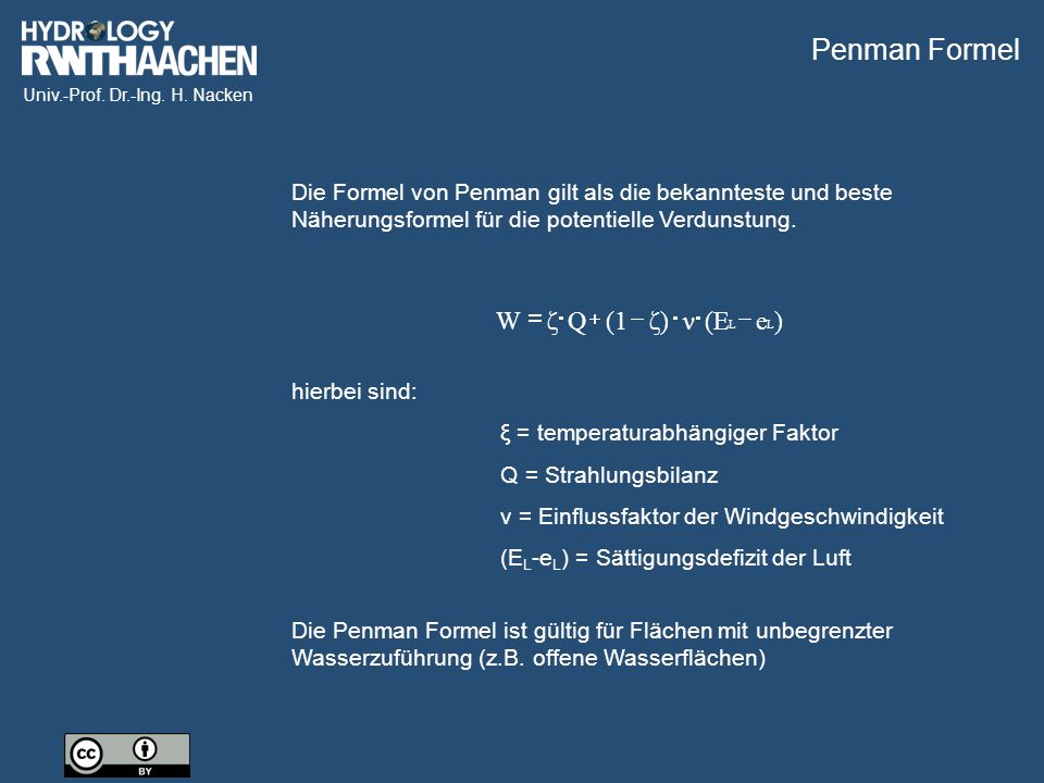 Penman Formel ) e (E ν ζ) (1 Q ζ W - × + =