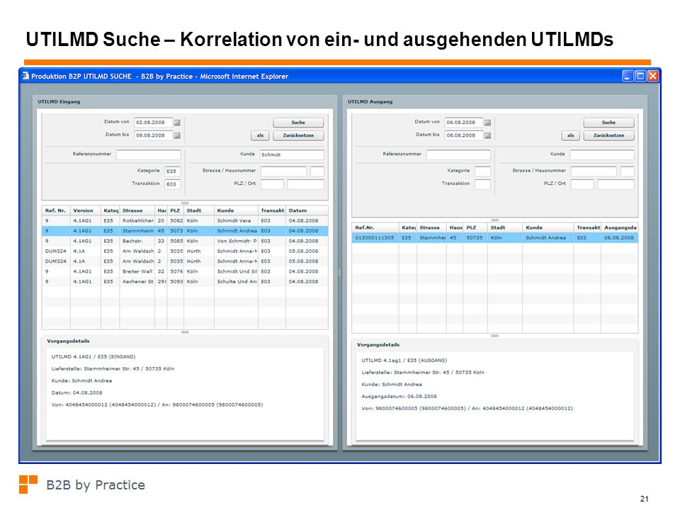 UTILMD Suche – Korrelation von ein- und ausgehenden UTILMDs