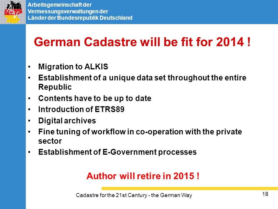German Cadastre will be fit for 2014 !