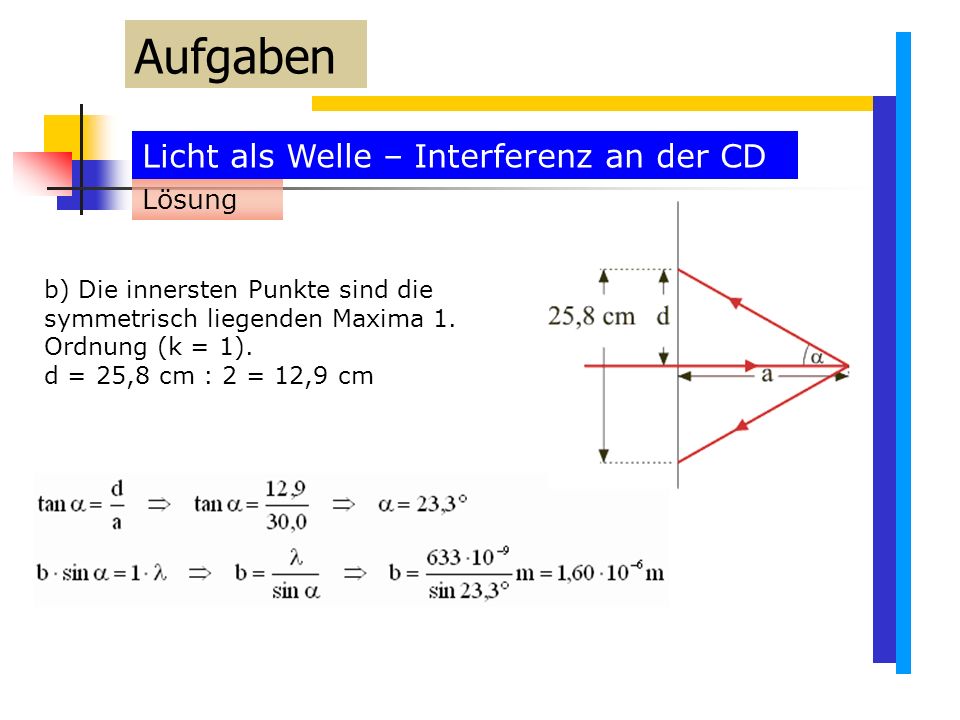 Aufgaben Licht als Welle – Interferenz an der CD Lösung