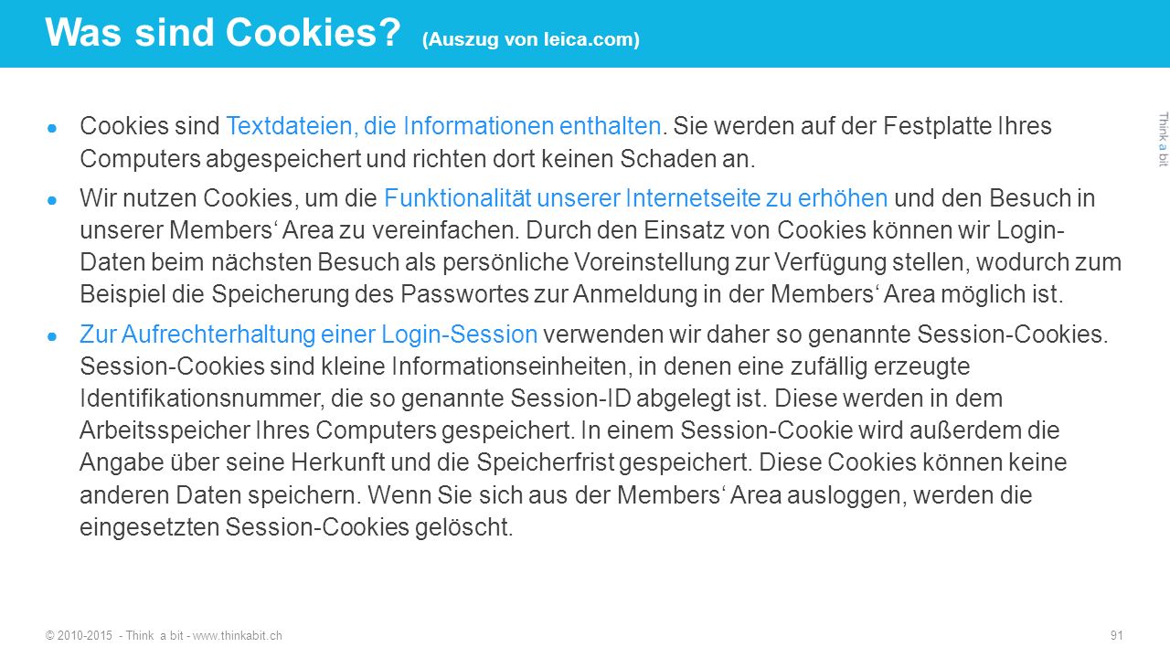 Was sind Cookies (Auszug von leica.com)