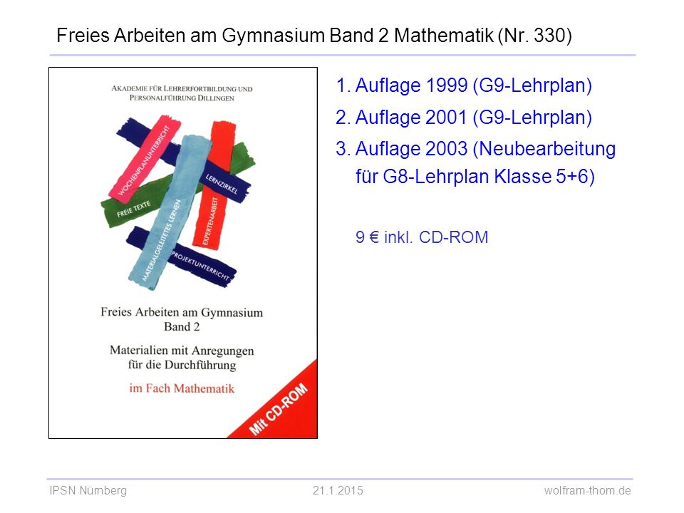 Freies Arbeiten am Gymnasium Band 2 Mathematik (Nr. 330)