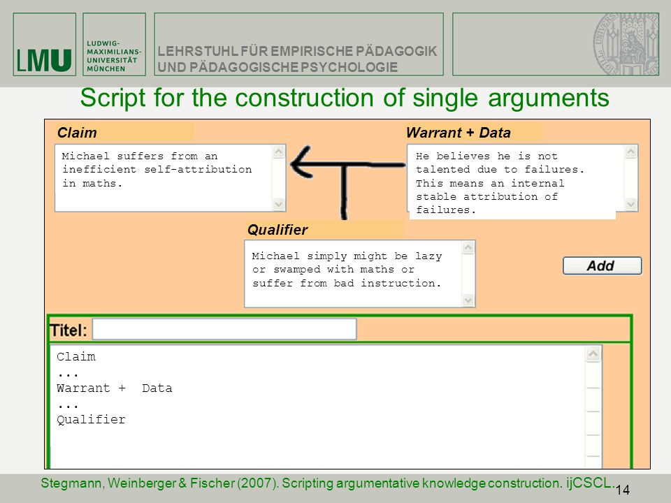 Script for the construction of single arguments