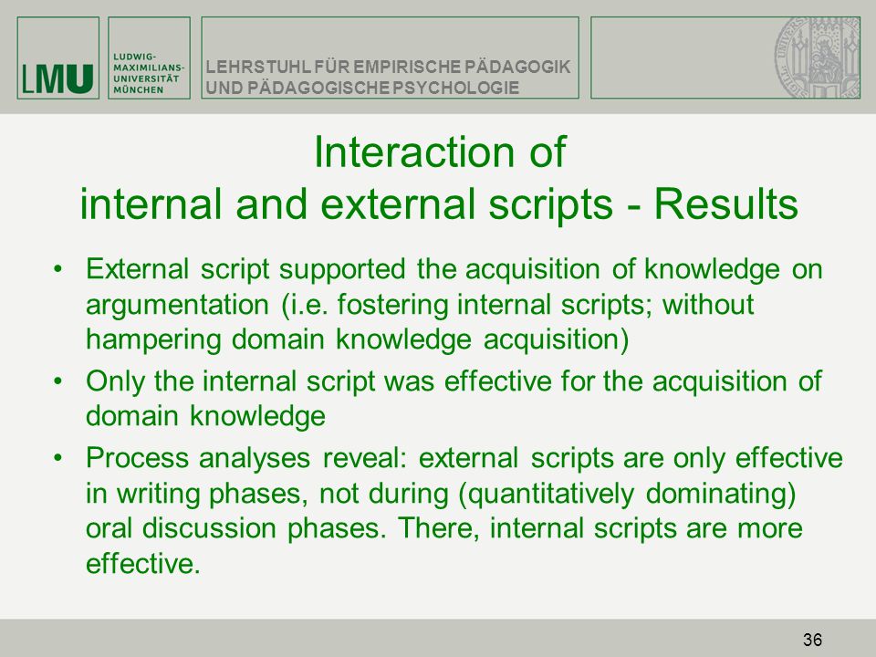 Interaction of internal and external scripts - Results