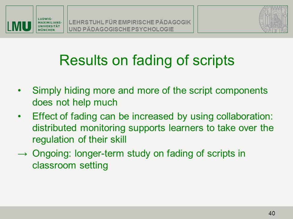 Results on fading of scripts