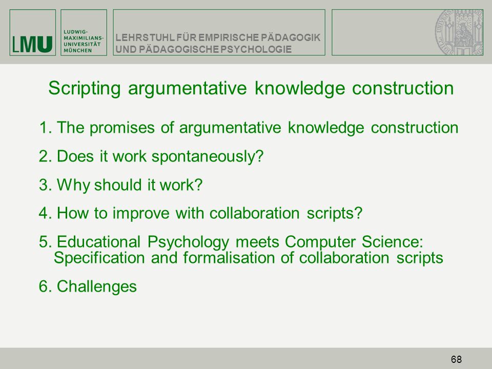 Scripting argumentative knowledge construction