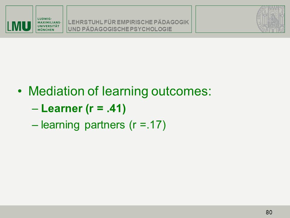 Mediation of learning outcomes: