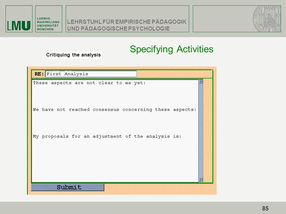 Specifying Activities